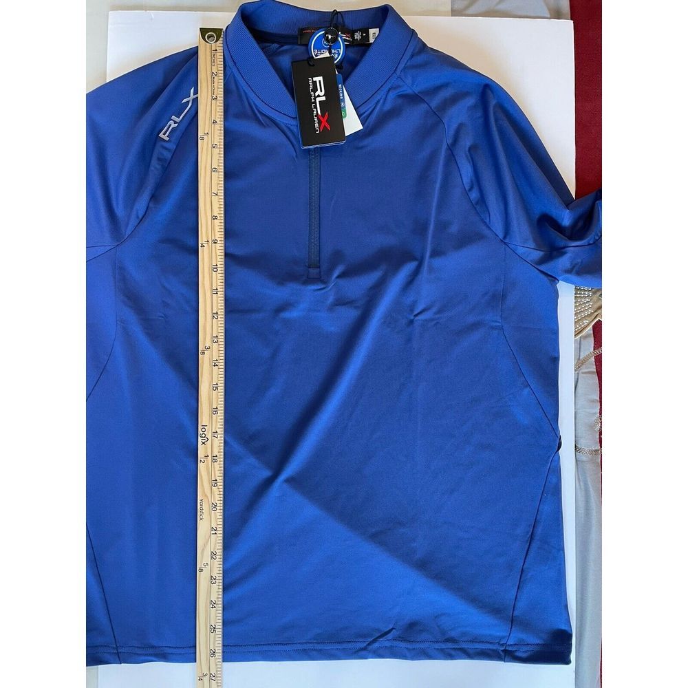 NEW RLX Ralph Lauren Quarter Zip Blade Pullover Mens Medium Blue‎ Pro Fit Golf - Picture 7 of 9